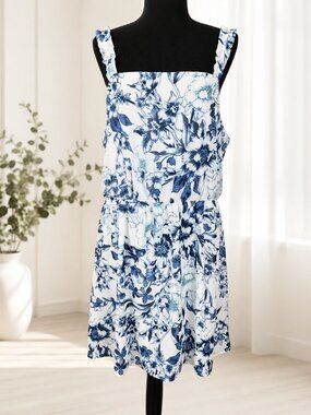 Maurices White and Blue Floral Midi Dress